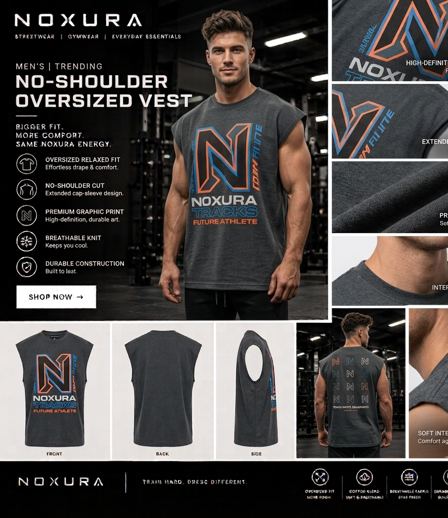 NOXURA No-Shoulder Muscle Vest grey