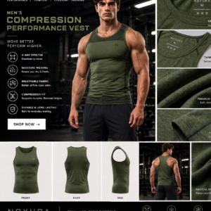 Men gym vest olive green