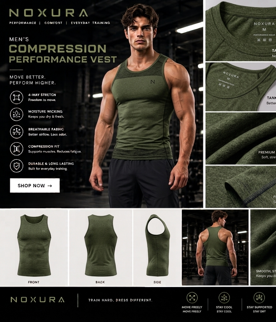 Men gym vest olive green