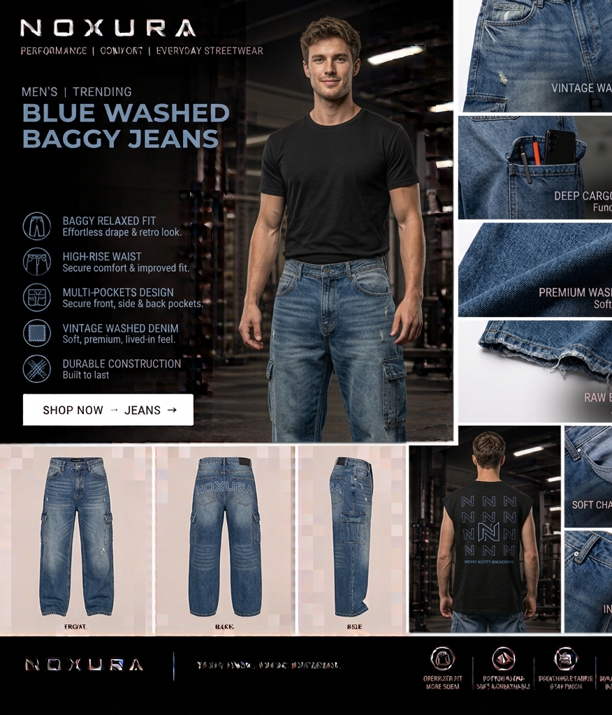 NOXURA Urban Baggy Jeans blue