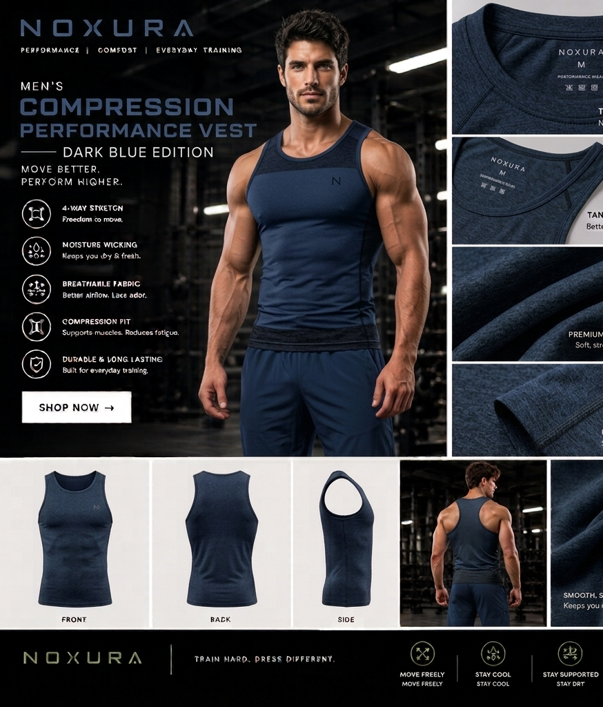Mens gym vest blue