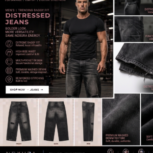 NOXURA Urban Baggy Jeans washed black