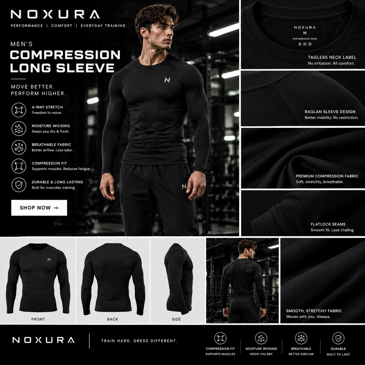 Black Compression Long-Sleeve T-Shirt