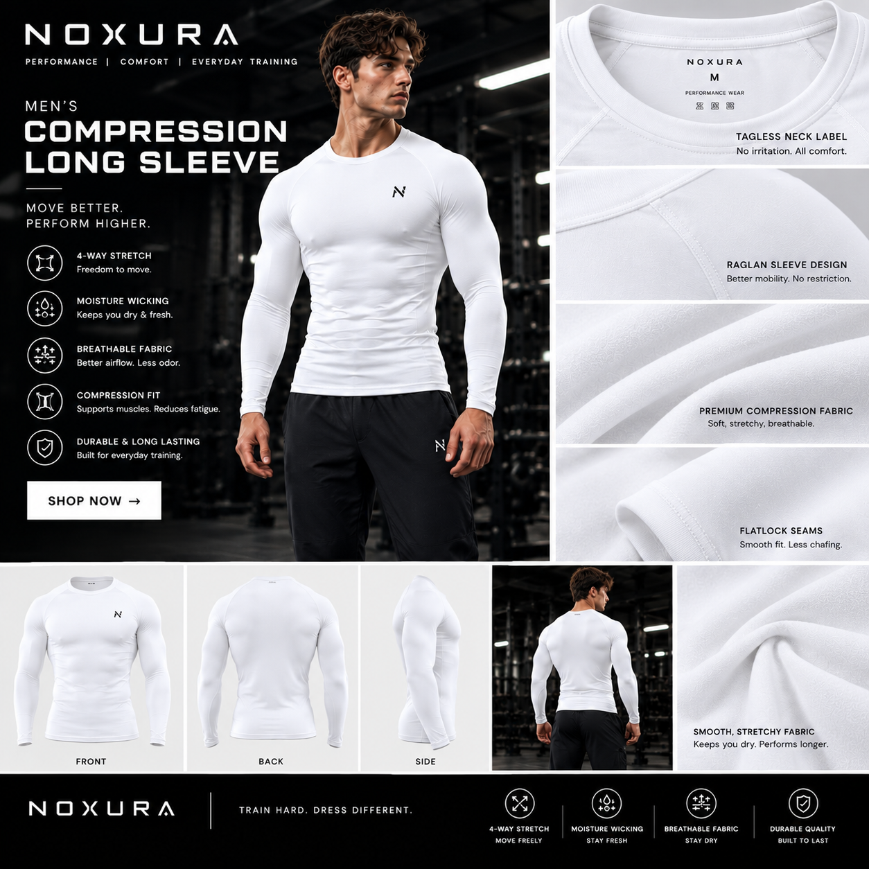 White Compression Long-Sleeve T-Shirt