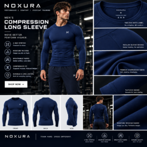 Navy Blue Compression Long-Sleeve T-Shirt