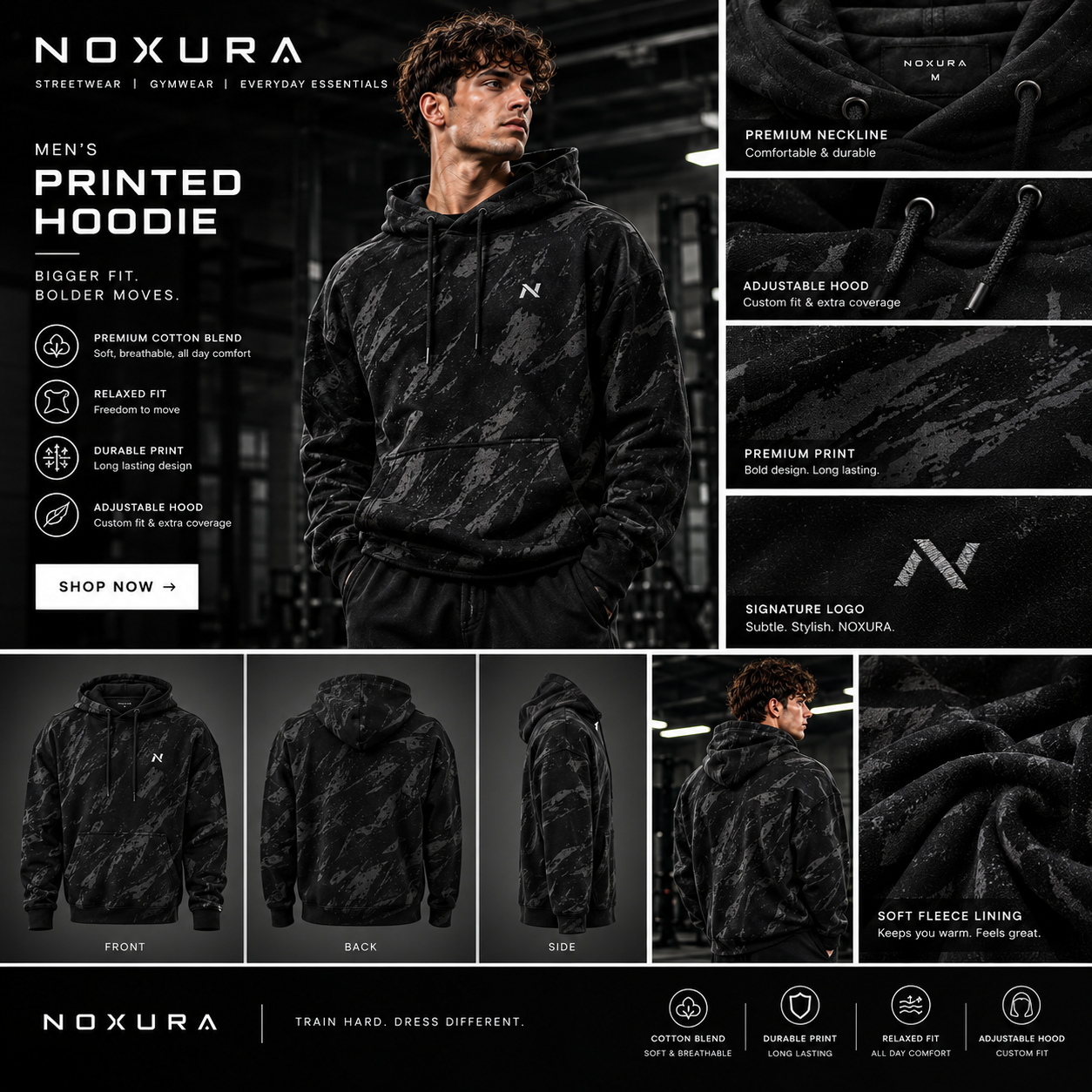 Printed Hoodie black