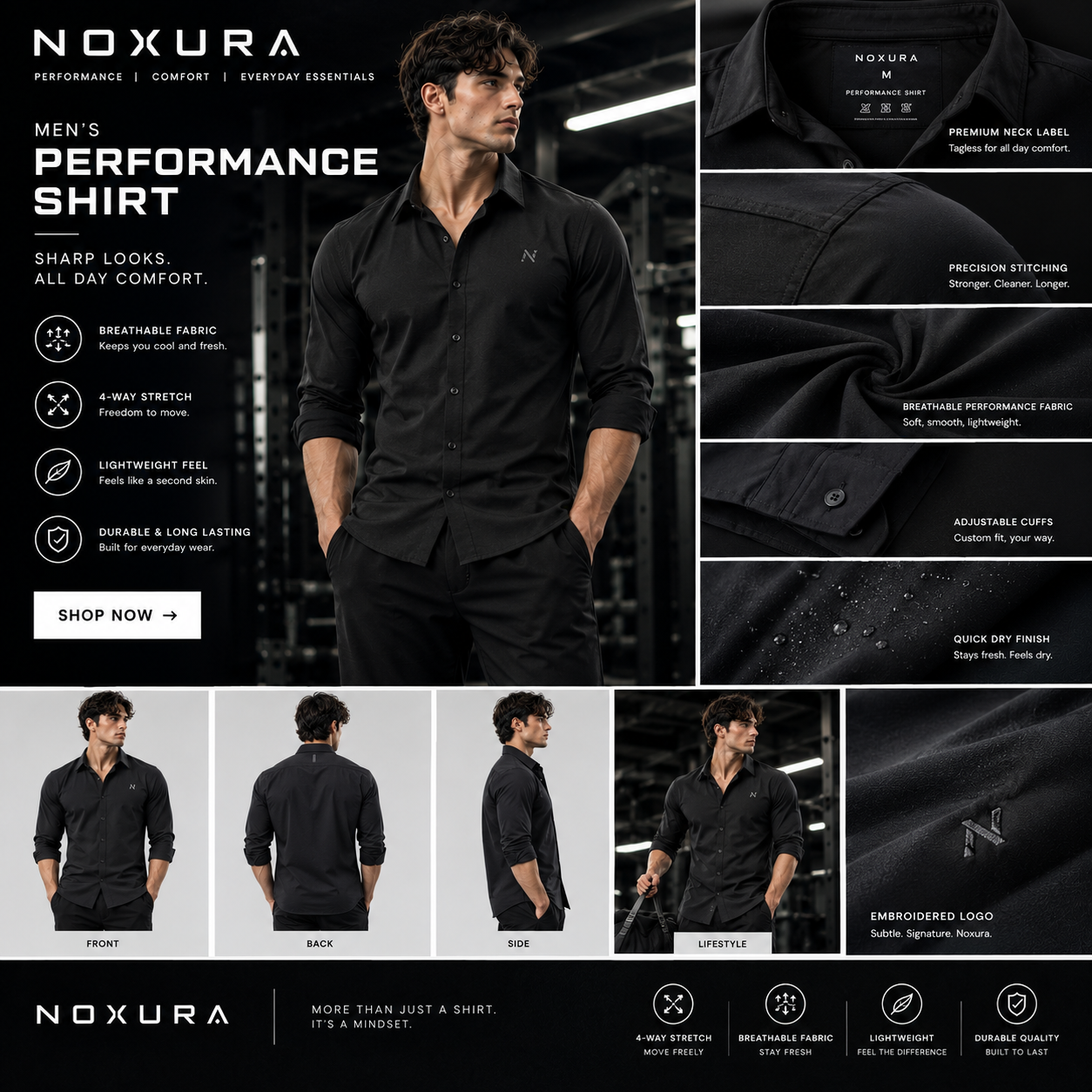 NOXURA Essential Casual Shirt black